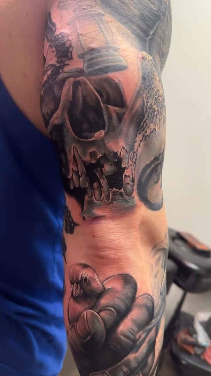 Tattoo by @pyramidofink — realism, black_and_grey