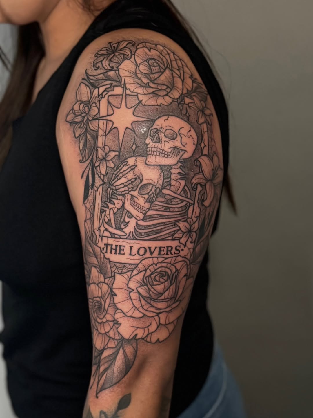 Tattoo by @jbug.ink — black_and_grey, lettering_script
