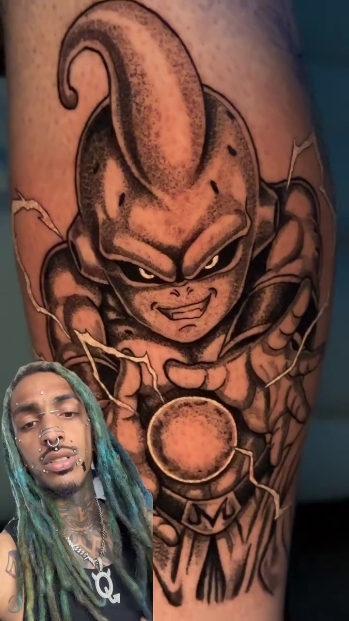 Tattoo by @tattoosbyquentin — anime, black_and_grey