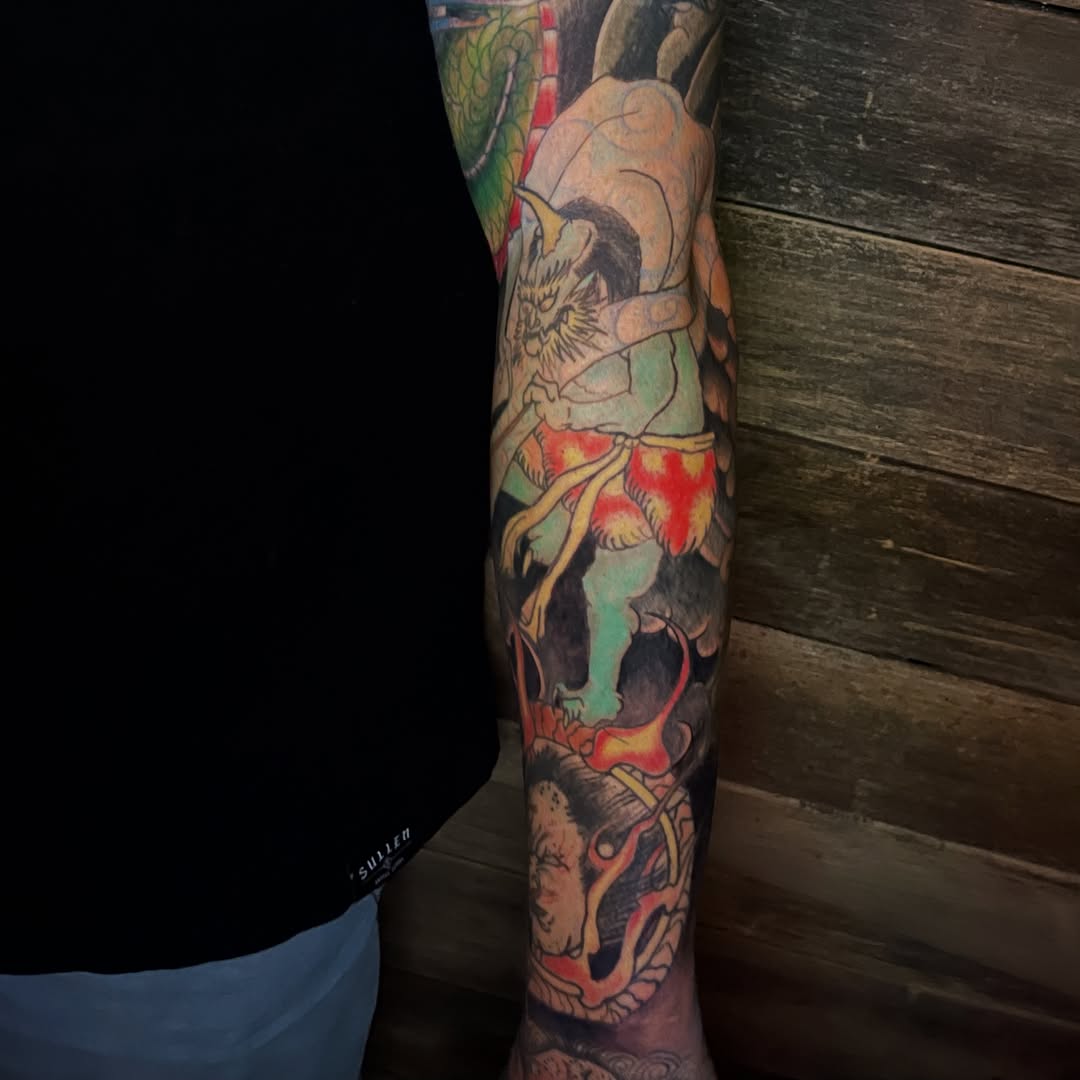 Tattoo by @tat2garrett — japanese_irezumi, black_and_grey