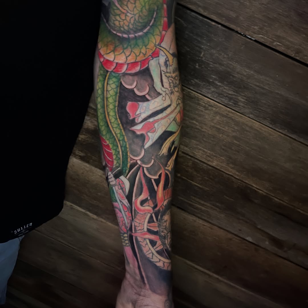 Tattoo by @tat2garrett — japanese_irezumi, black_and_grey