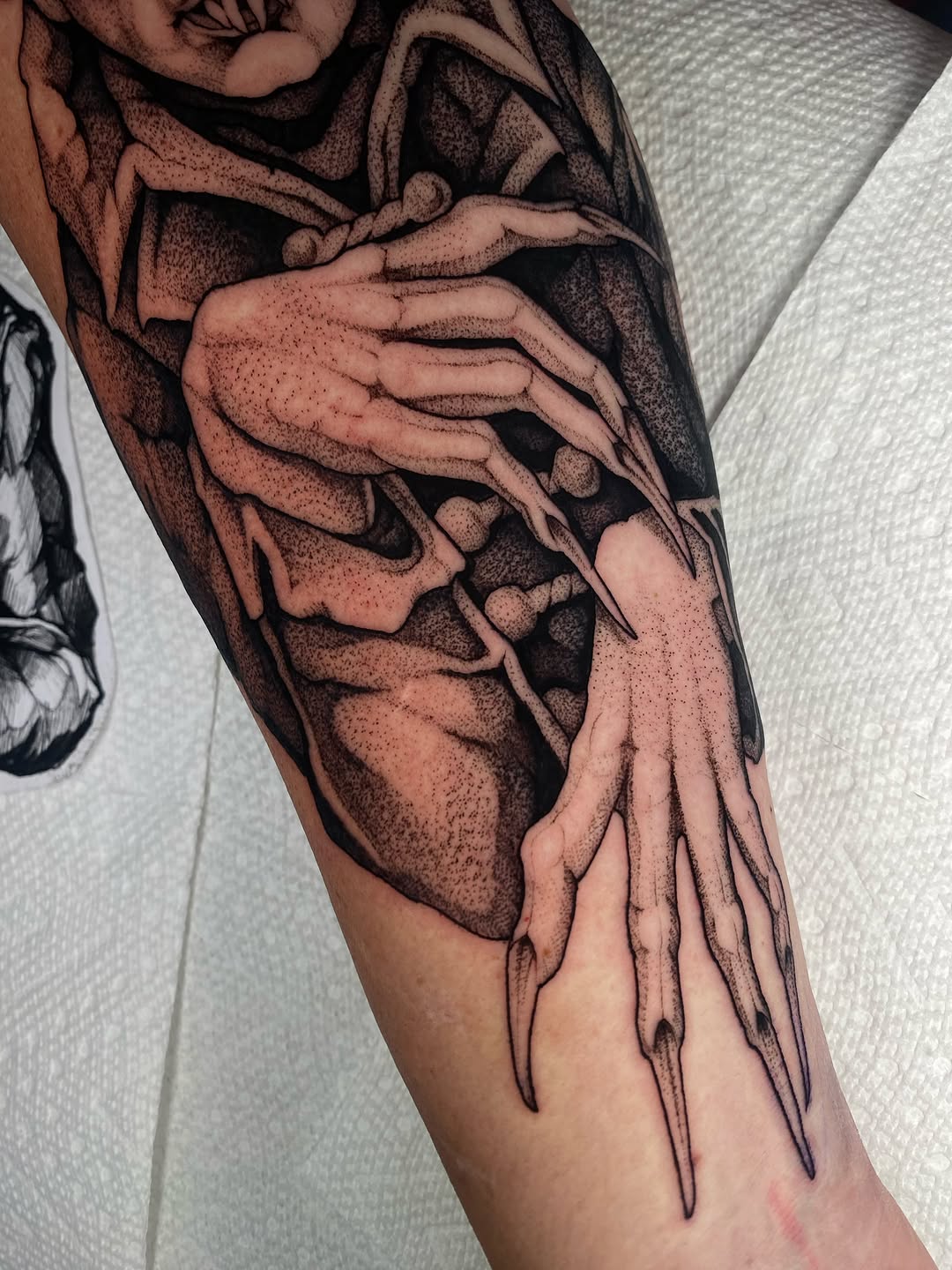 Tattoo by @scab.tailor — black_and_grey, dotwork