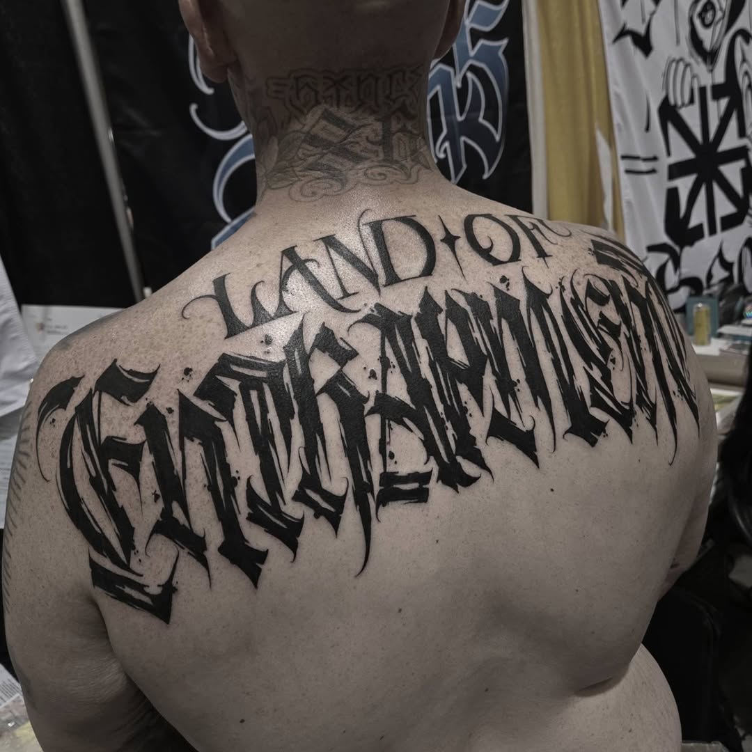 Tattoo by @diaztattoos — lettering_script, blackwork