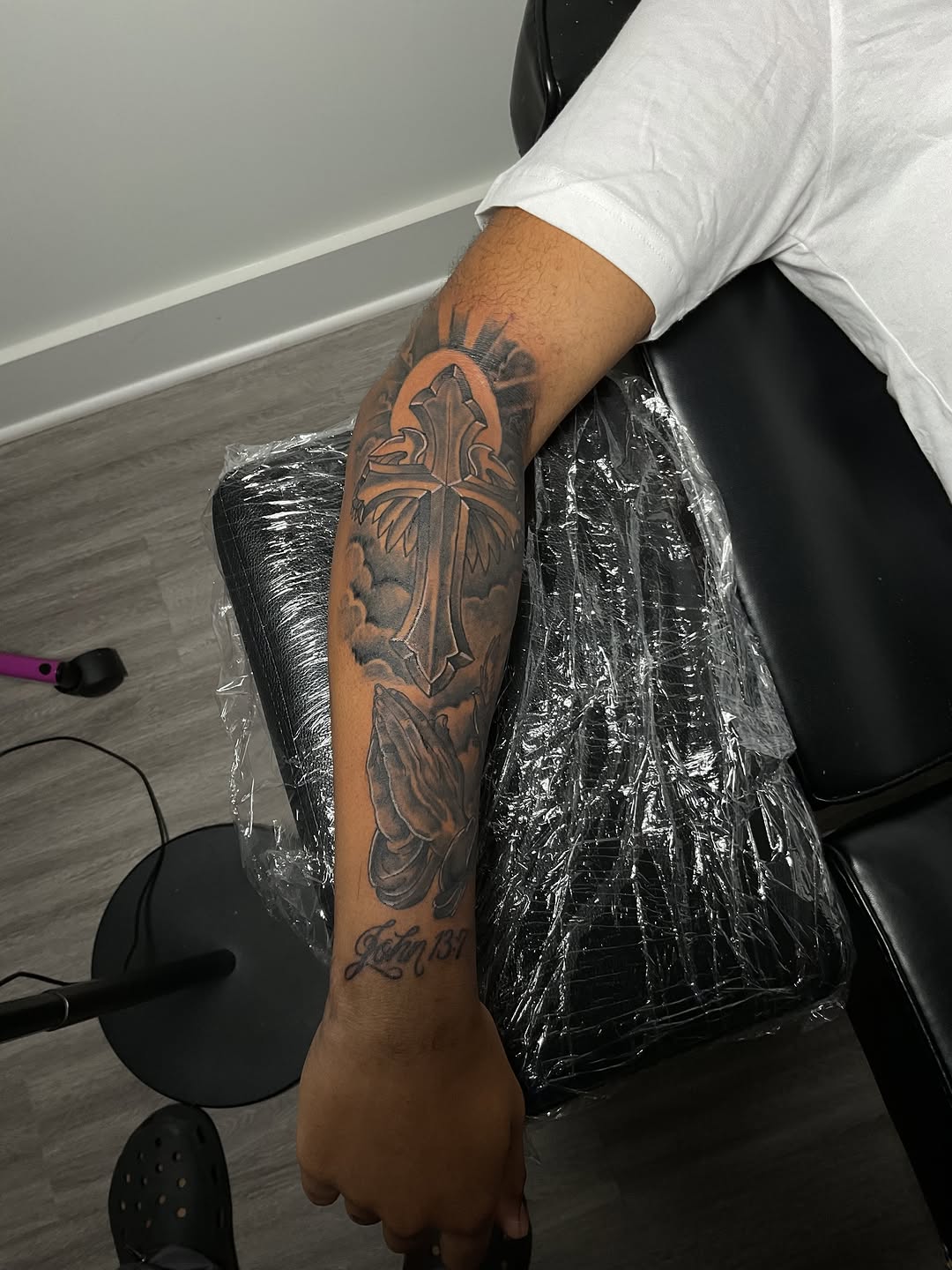 Tattoo by @kenkillatattoos — black_and_grey, lettering_script