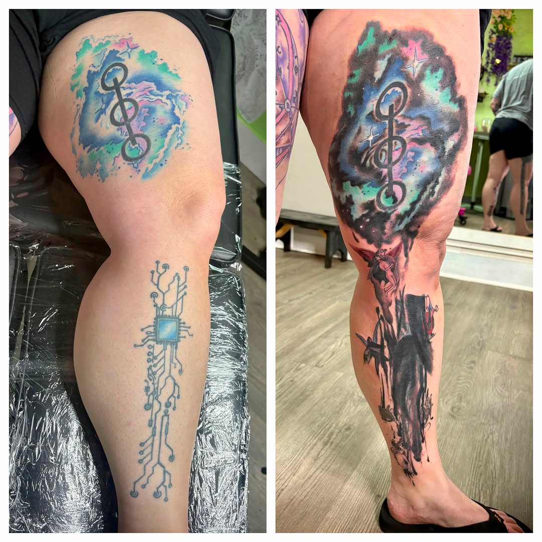 Tattoo by @danidemoart — watercolor, black_and_grey