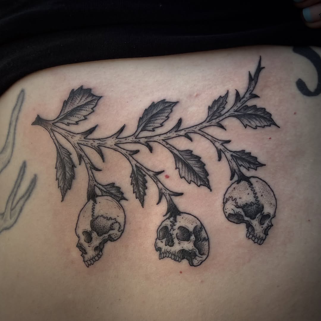 Tattoo by @the_chaotic_ginger — black_and_grey, dark_realism