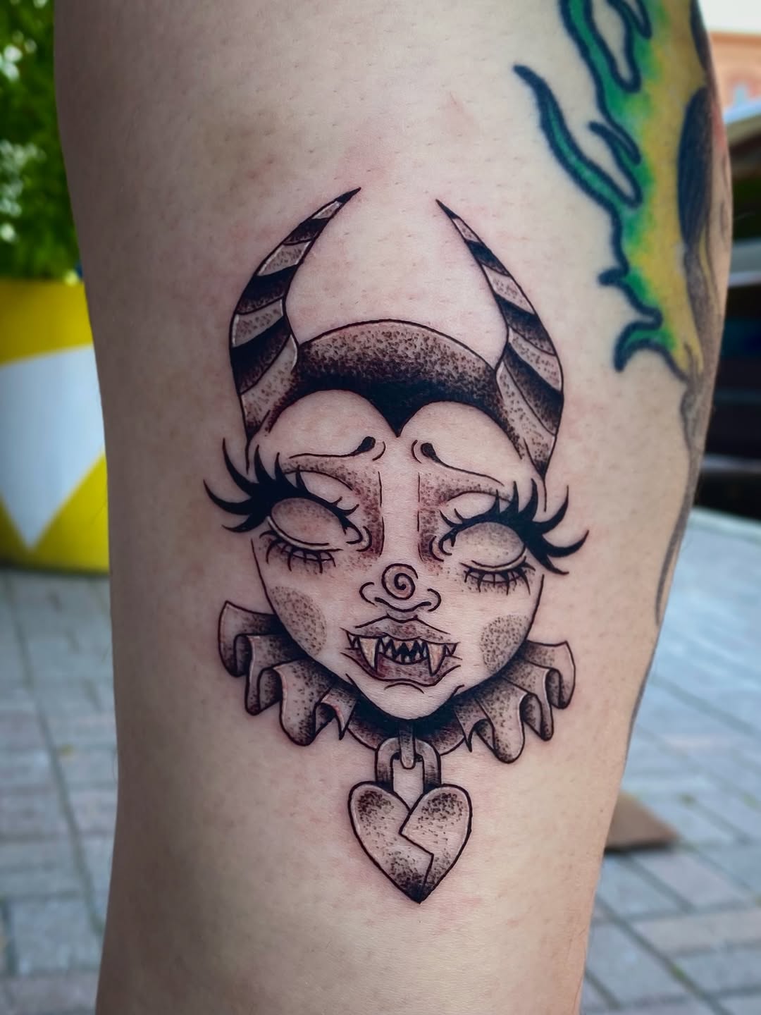Tattoo by @bloodmilkandhoney — new_school, black_and_grey