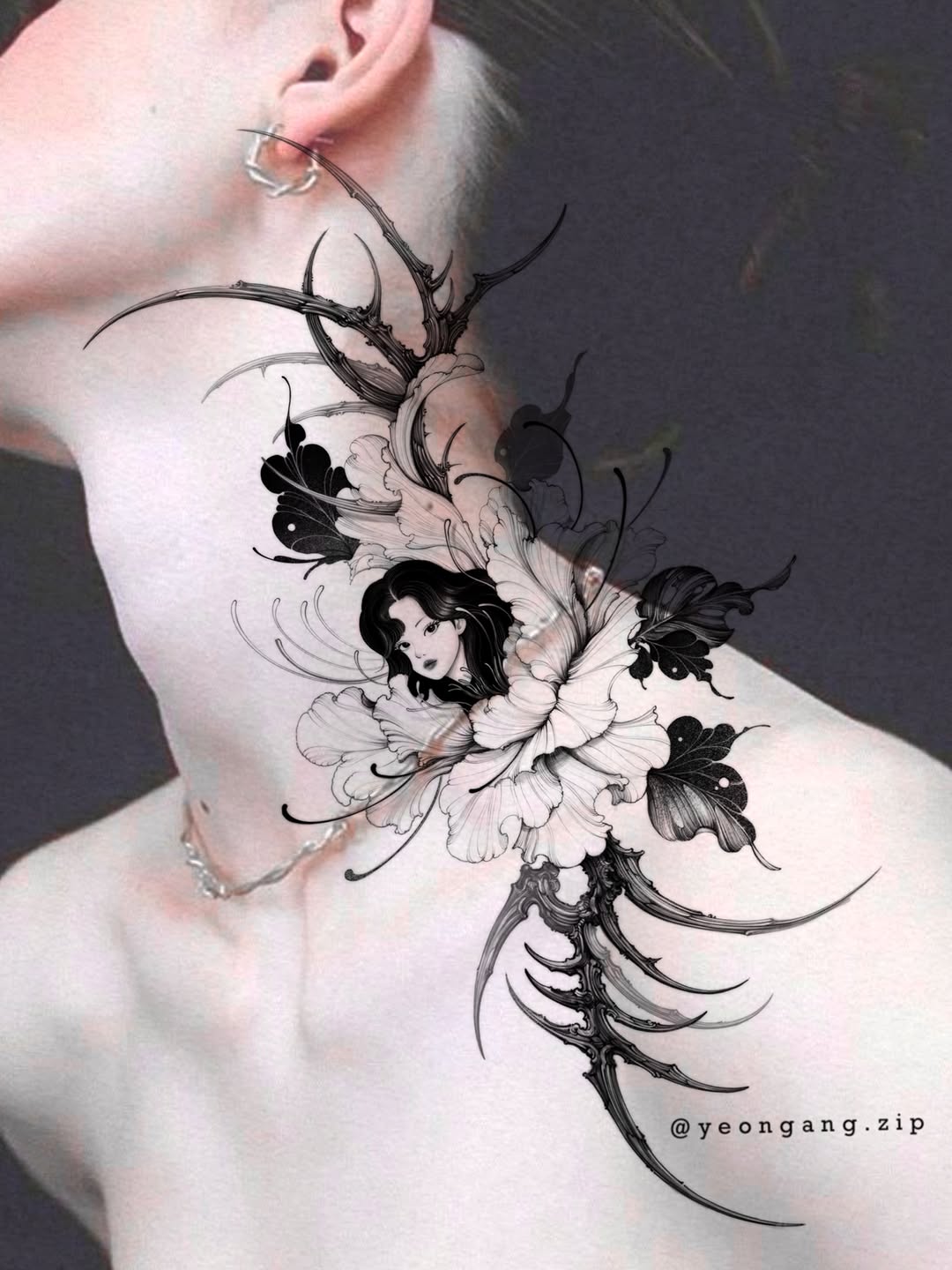 Tattoo by @yeongang.zip — fine_line, black_and_grey