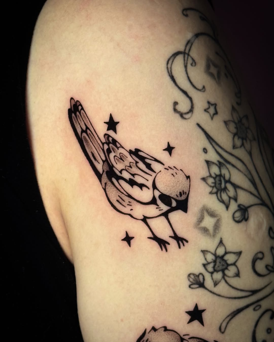 Tattoo by @cleanbean.inks — black_and_grey, illustrative