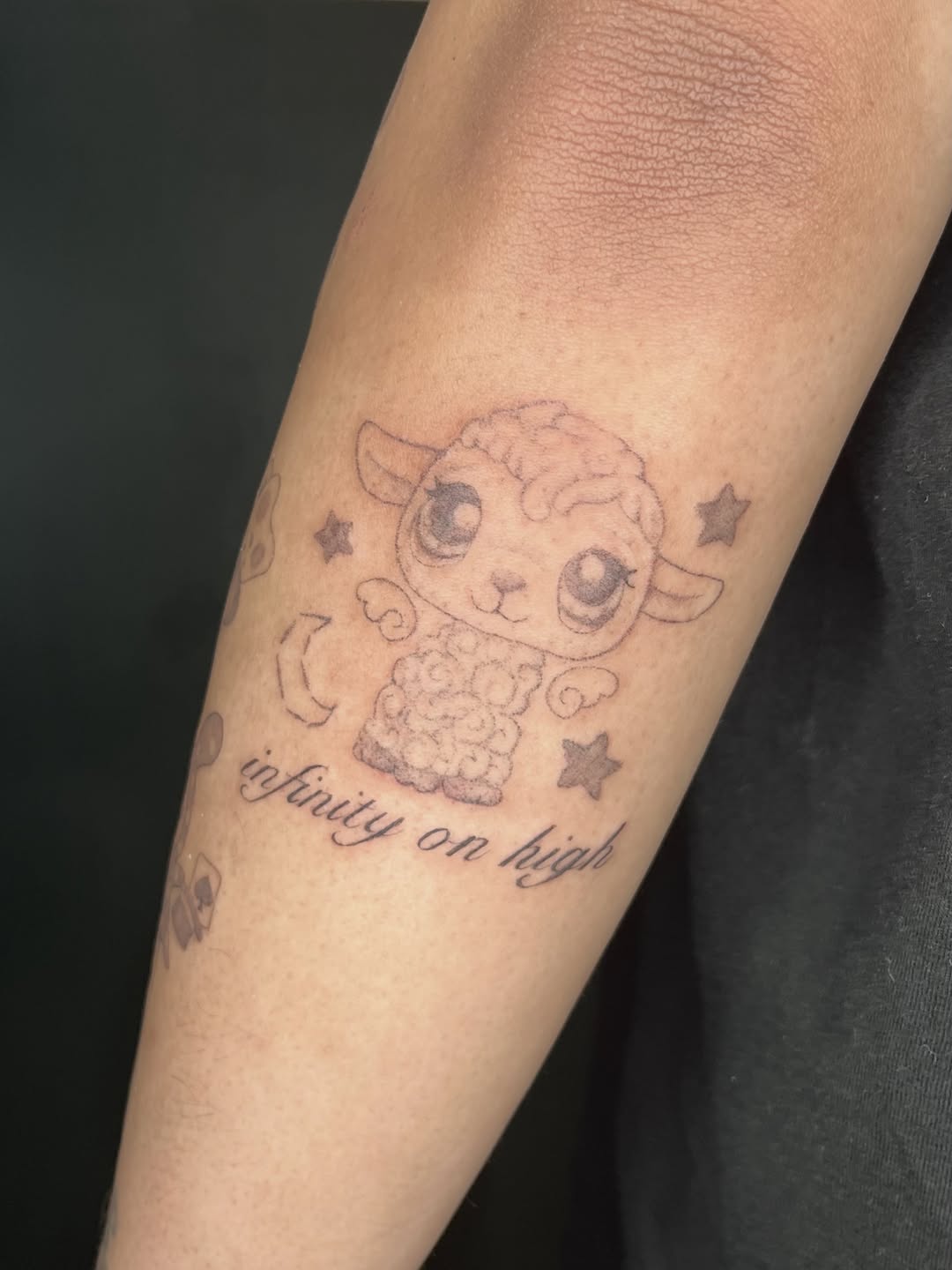 Tattoo by @kyramonterrosa — lettering_script, anime