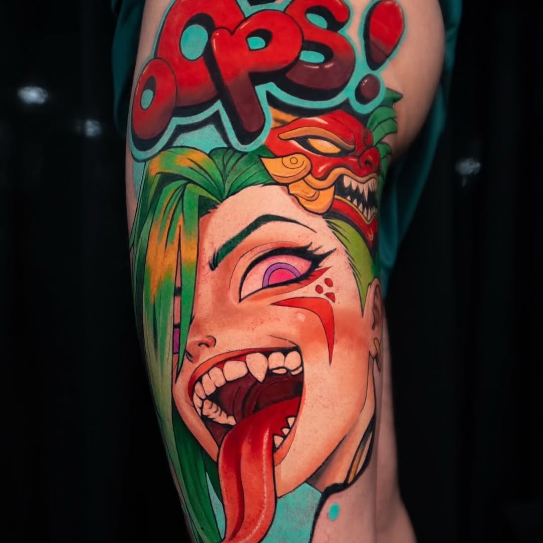 Tattoo by @alecx.inked โ new_school, trash_polka