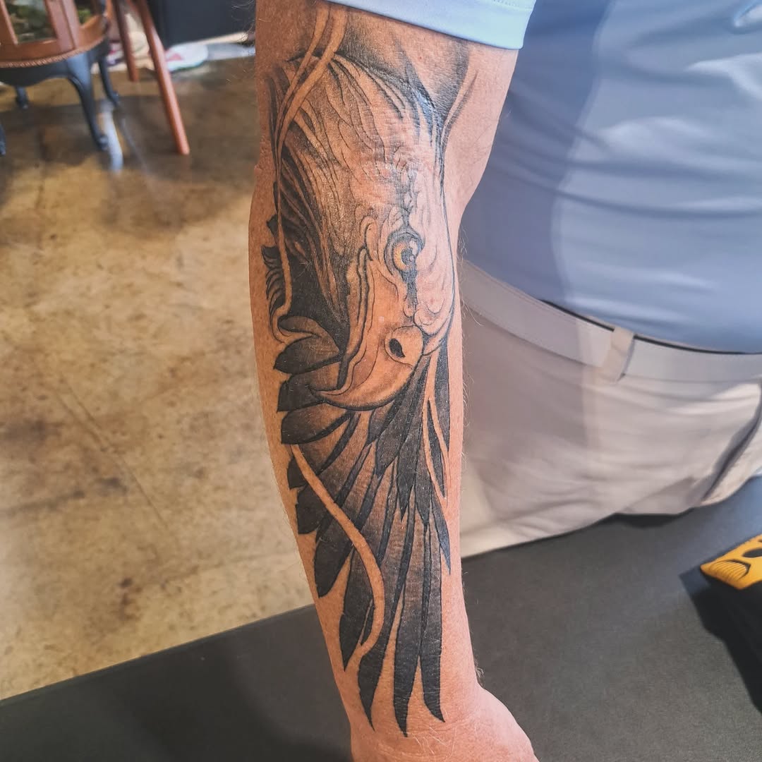 Tattoo by @birdshizzel — black_and_grey, realism