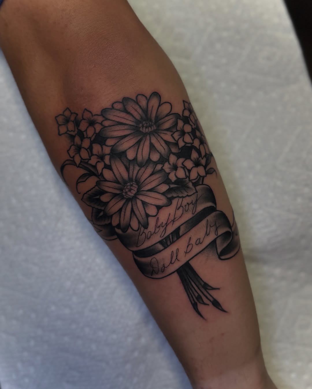 Tattoo by @preston.tattoos — black_and_grey, lettering_script