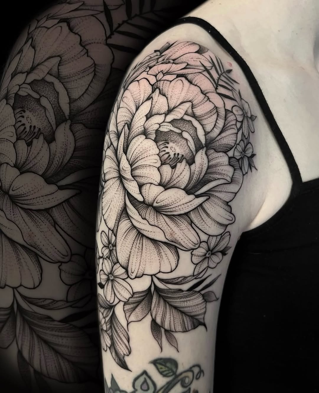 Tattoo by @finelineperception — black_and_grey, dotwork