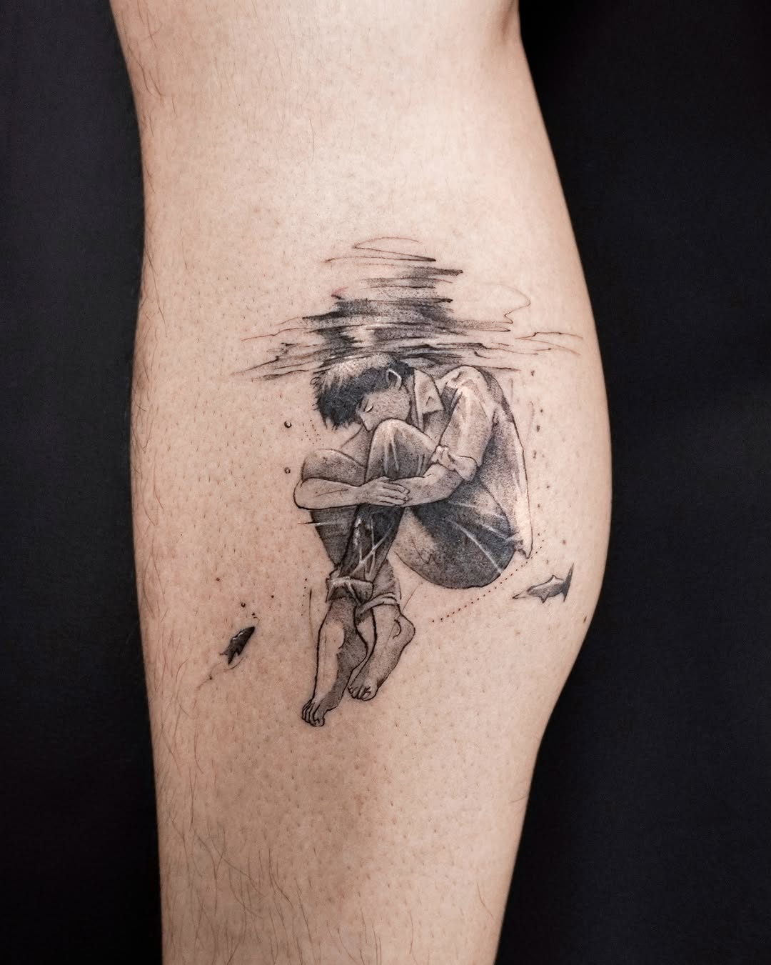 Tattoo by @maru.tattooist — black_and_grey, illustrative