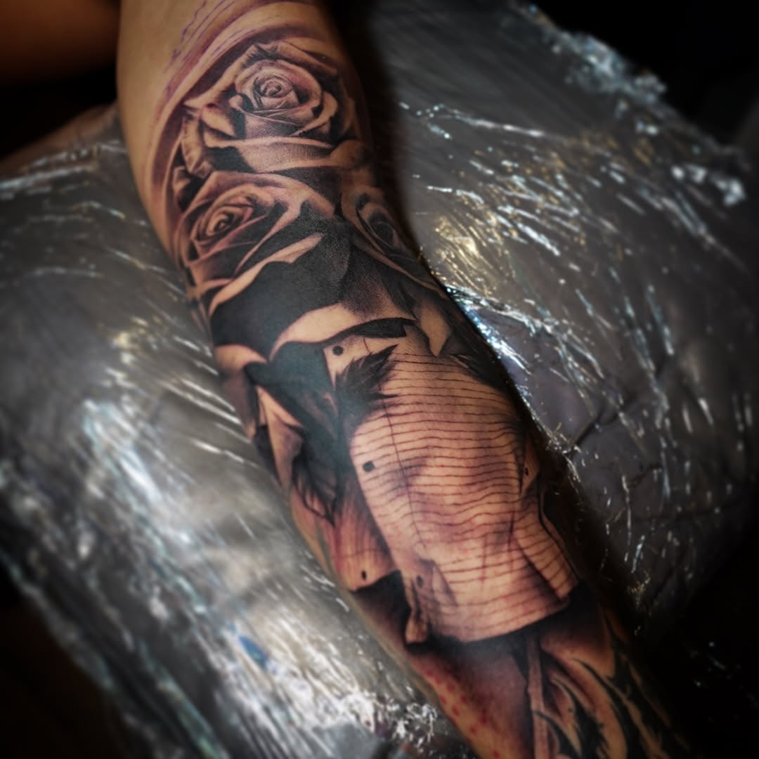 Tattoo by @satchmoe_art — realism, black_and_grey