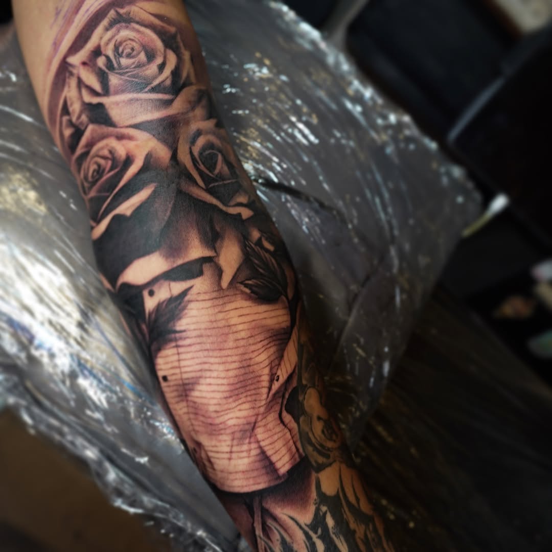 Tattoo by @satchmoe_art — realism, black_and_grey