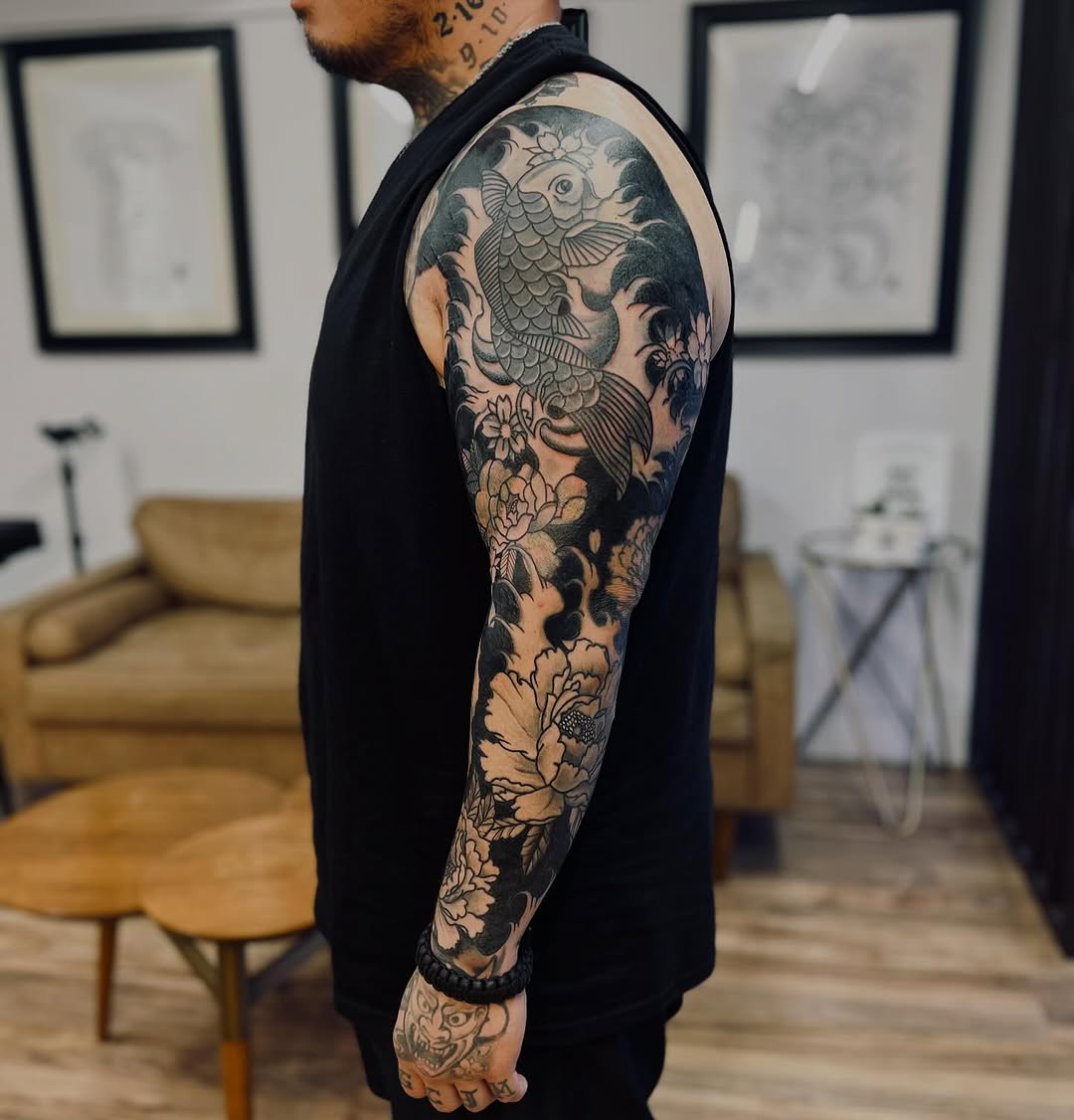 Tattoo by @vickycoleman — japanese_irezumi, black_and_grey