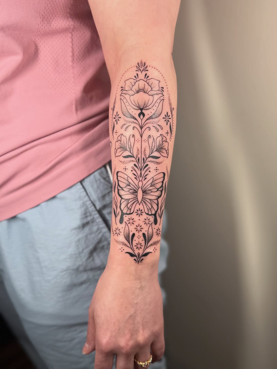 Tattoo by @blackopalinktattoos — dotwork, ornamental