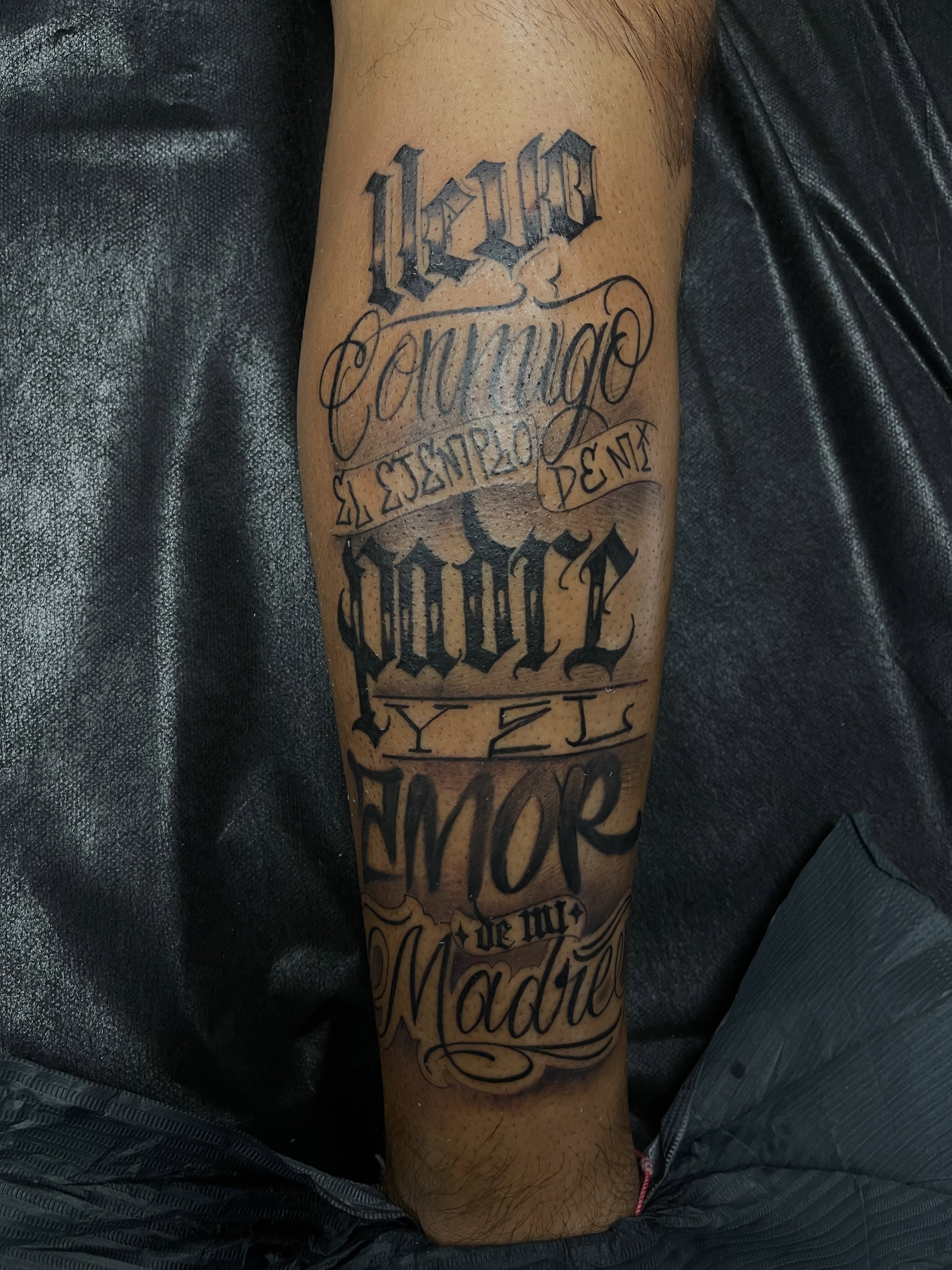 Tattoo by @dtat2christ — lettering_script, chicano