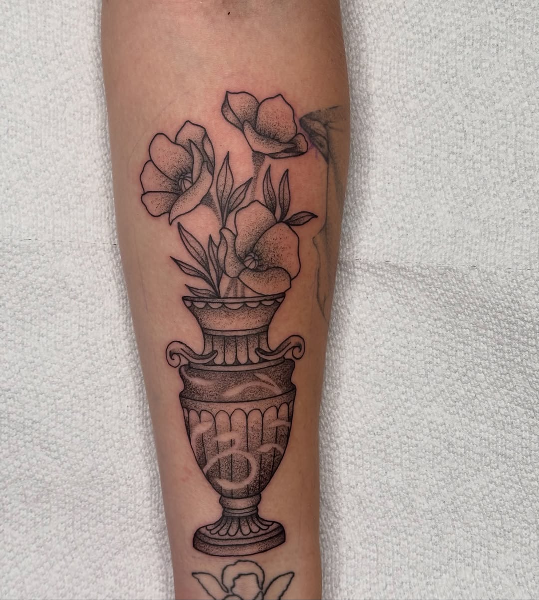 Tattoo by @kyshae.tattoos — black_and_grey, ornamental