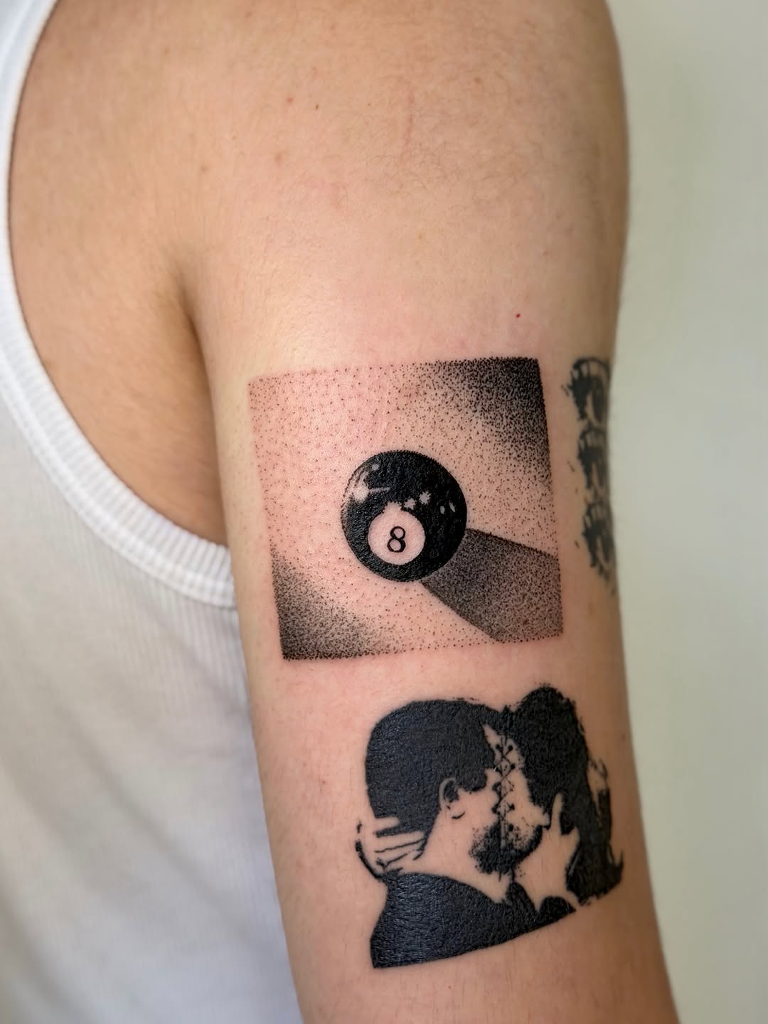 Tattoo by @enjolieart — dotwork, black_and_grey