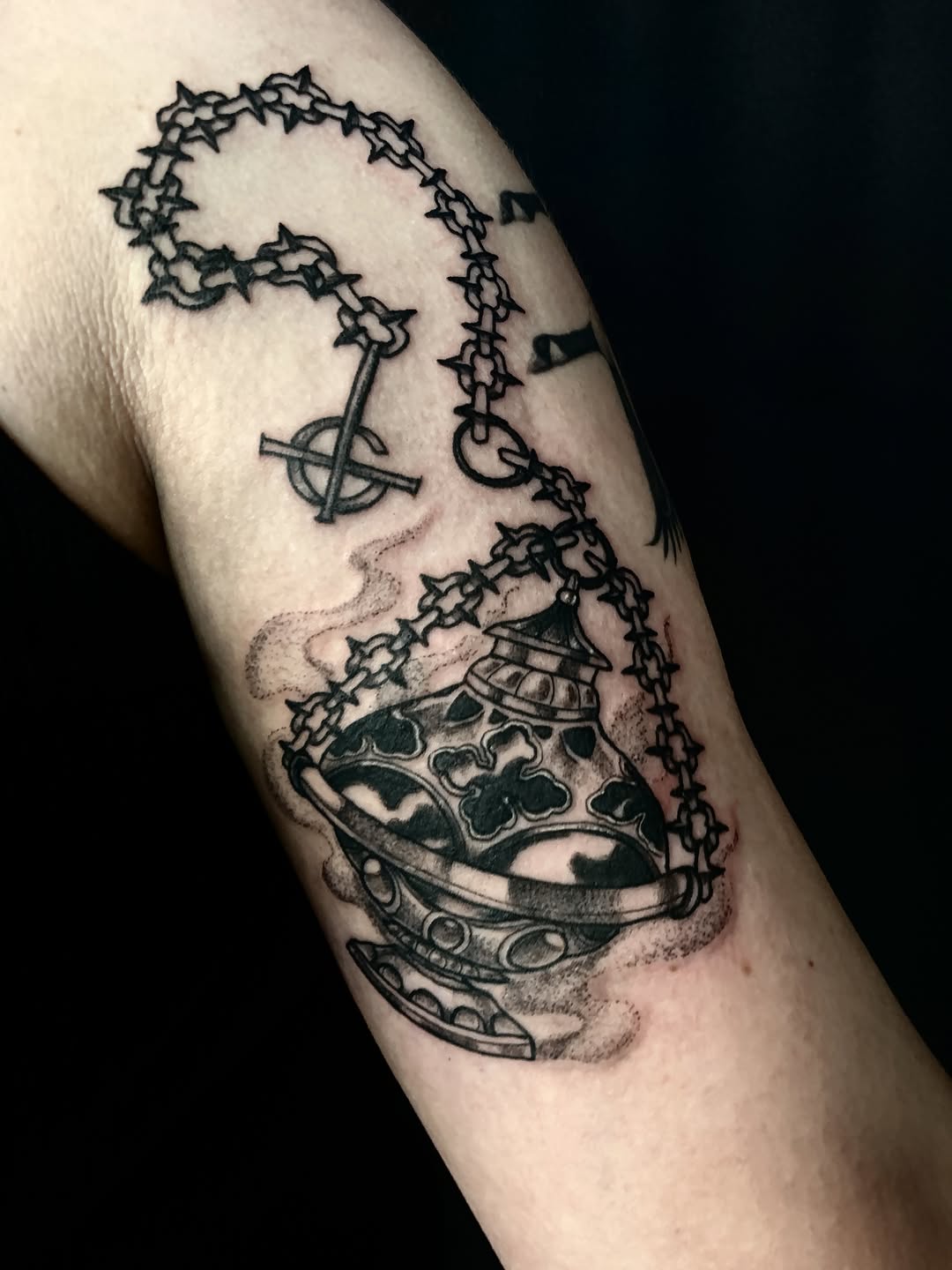Tattoo by @leahelisabethtattoos — black_and_grey, chicano