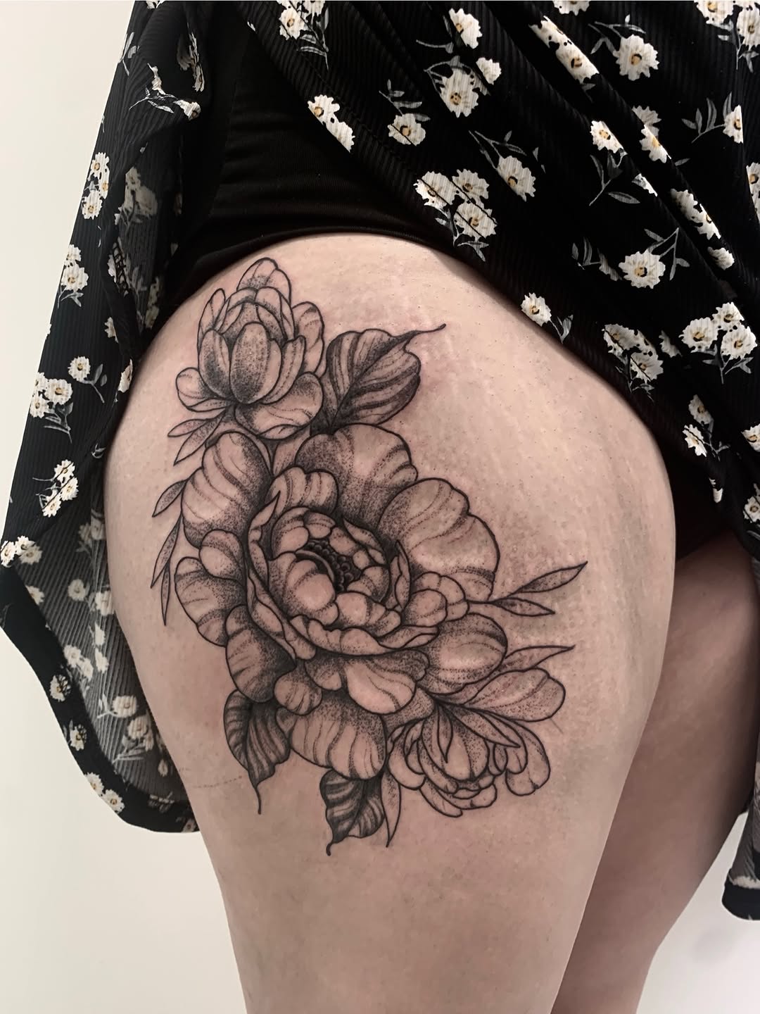 Tattoo by @leahelisabethtattoos — black_and_grey, dotwork