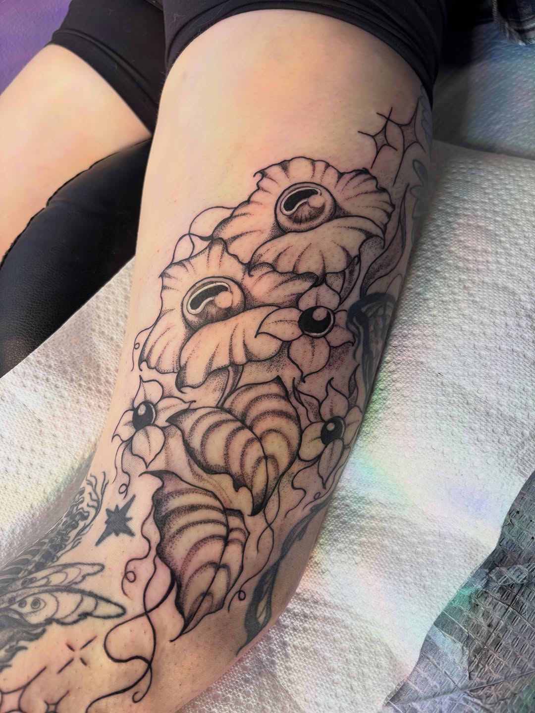 Tattoo by @leahelisabethtattoos — dotwork, black_and_grey