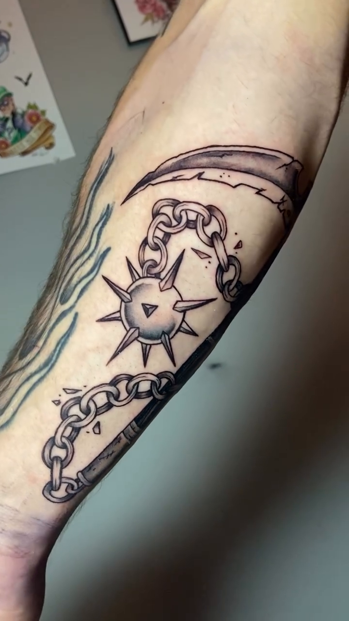 Tattoo by @bonechillingink — black_and_grey, realism