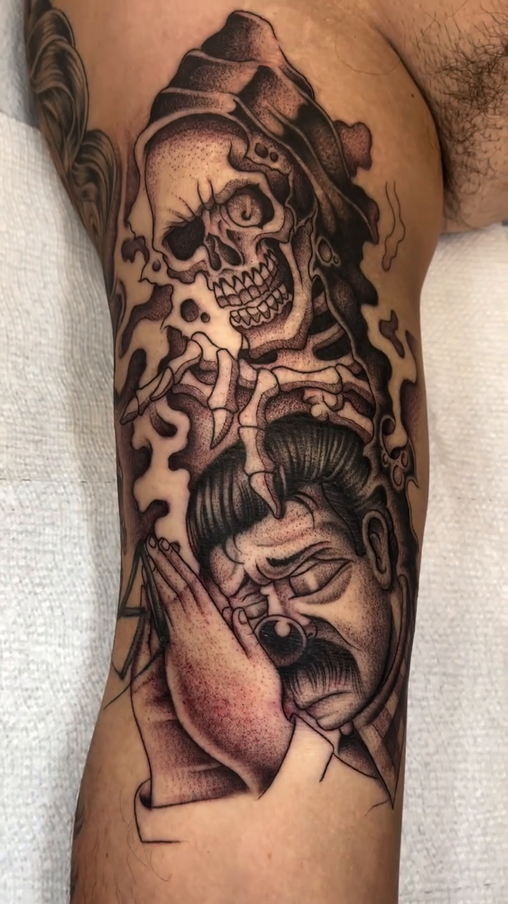 Tattoo by @jesus_pieces_ — black_and_grey, realism