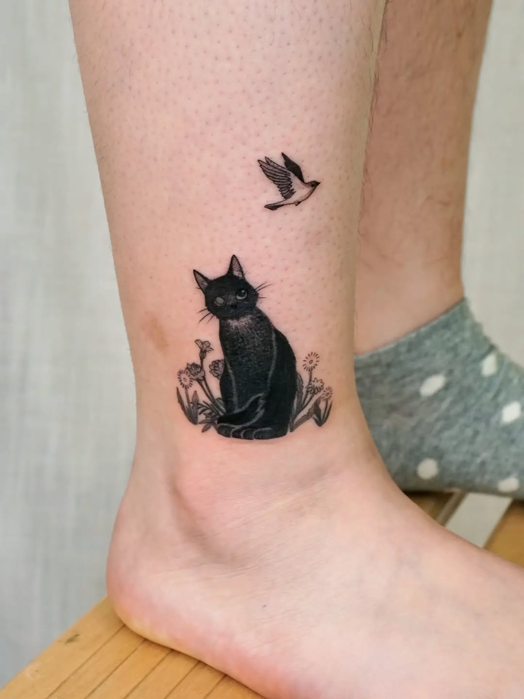 Tattoo by @maiyashu.pokes — fine_line, black_and_grey