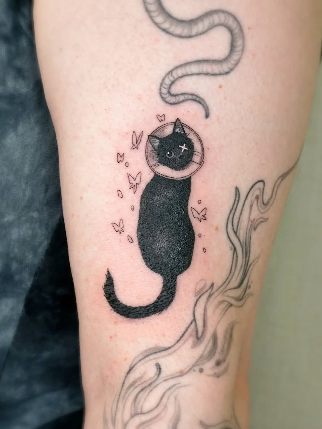 Tattoo by @maiyashu.pokes — fine_line, black_and_grey