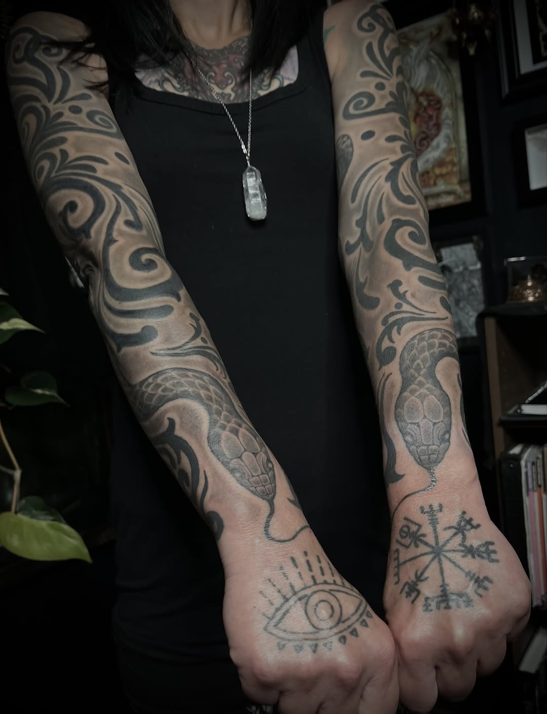 Tattoo by @velesara_tattoo — black_and_grey, ornamental