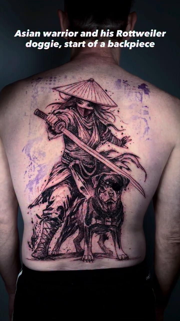 Tattoo by @supremedrone โ japanese_irezumi, black_and_grey