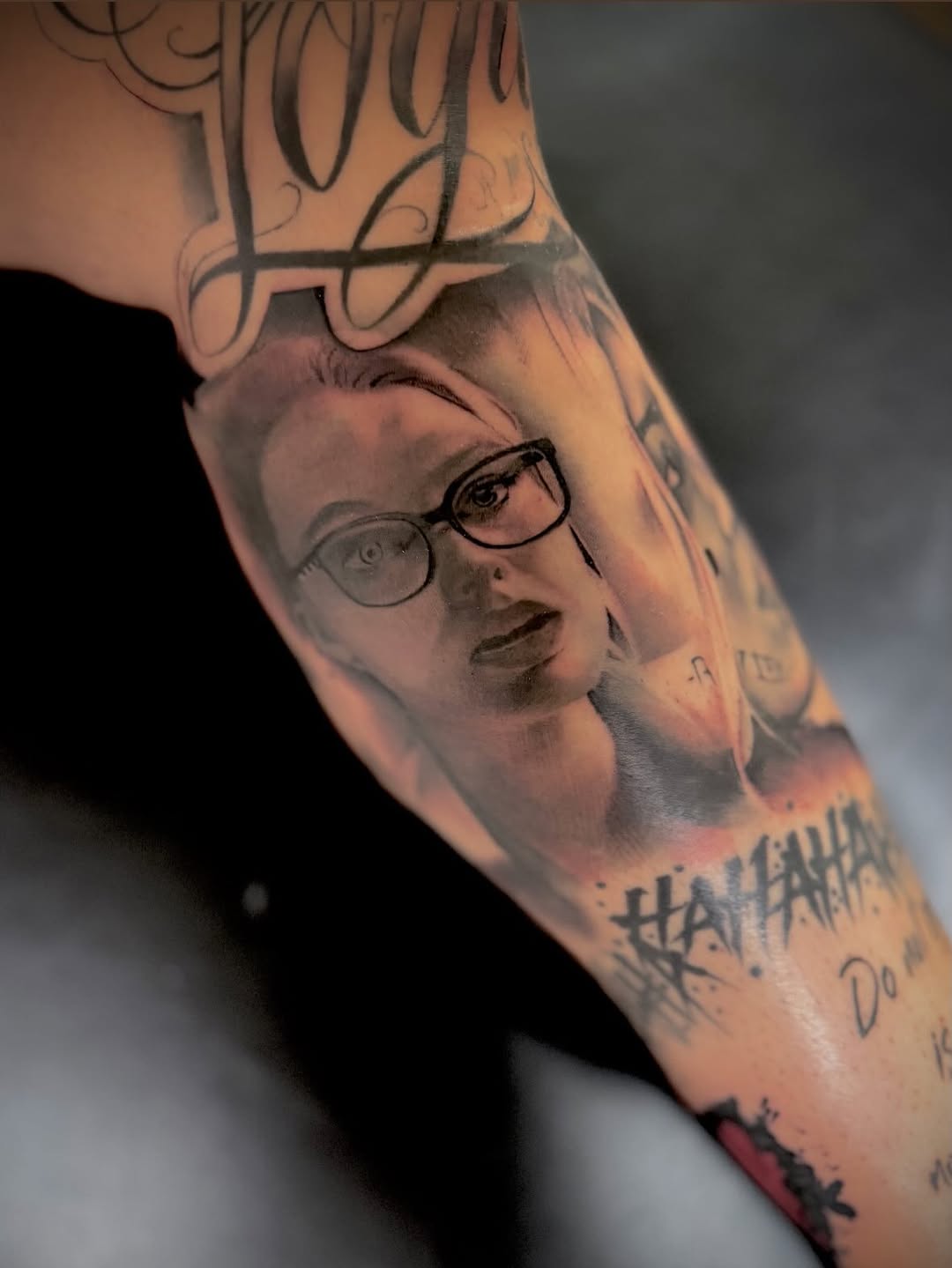 Tattoo by @lalo_inktattoos — realism, lettering_script