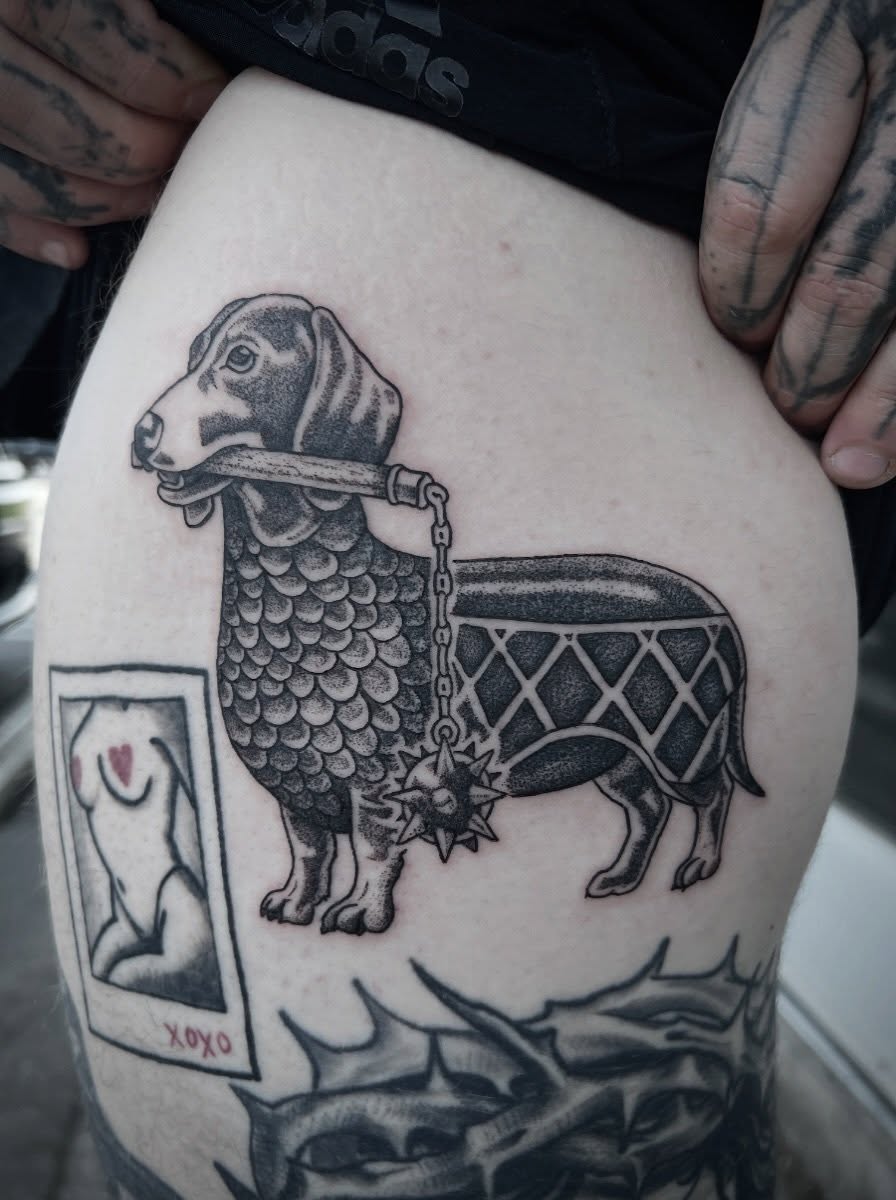 Tattoo by @devi.tattoos — black_and_grey, dotwork