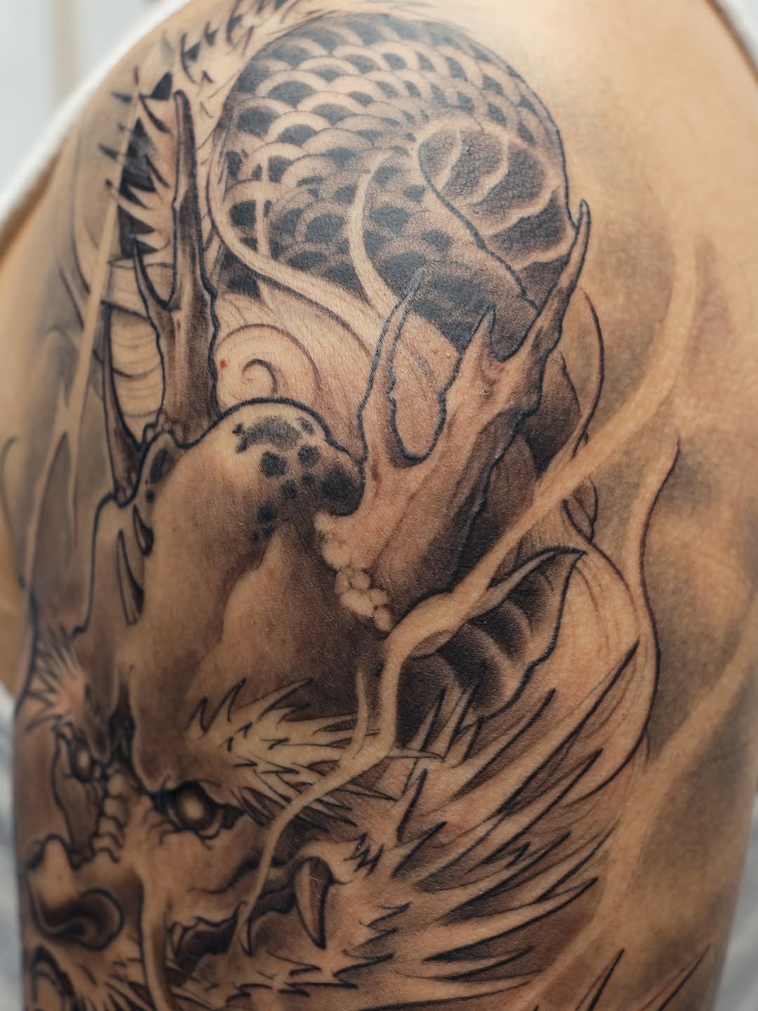 Tattoo by @billy.holistic โ japanese_irezumi, black_and_grey