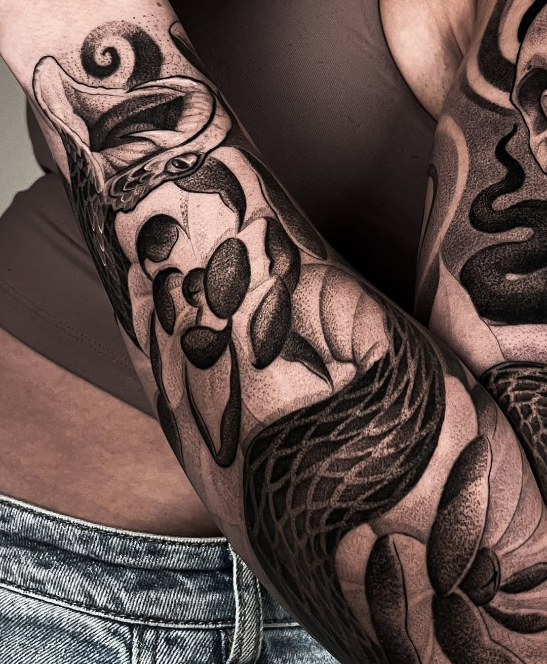 Tattoo by @henry_tatts — black_and_grey, dotwork