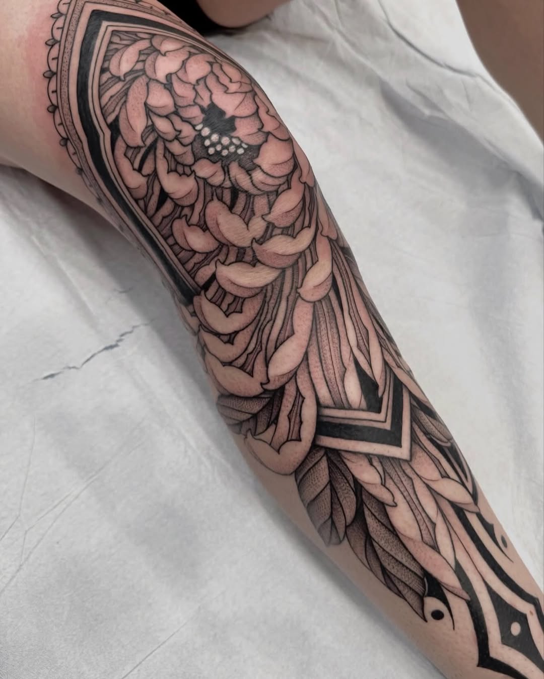 Tattoo by @thiefhands — black_and_grey, ornamental