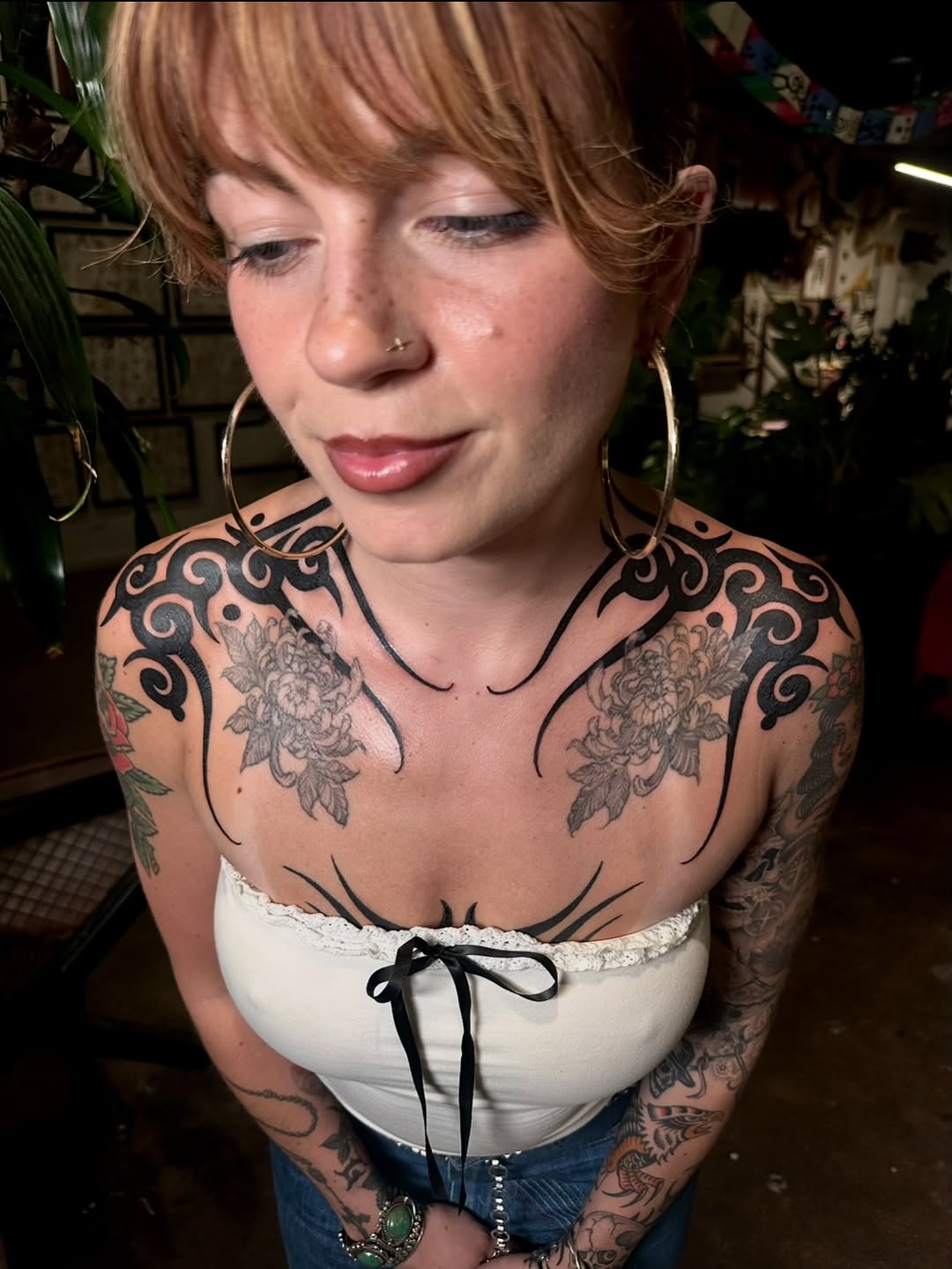 Tattoo by @krystaltattoo β tribal, black_and_grey