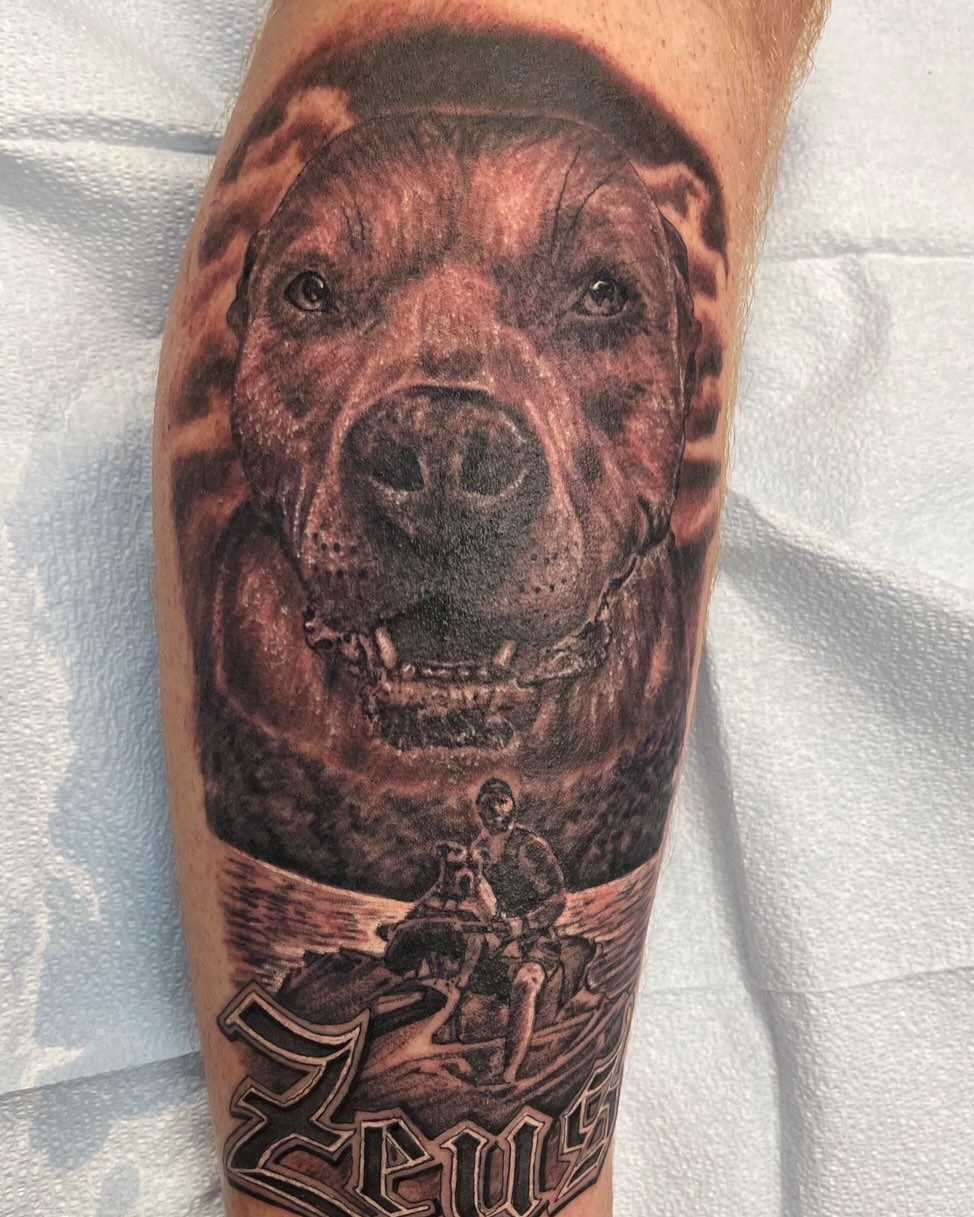 Tattoo by @vectordoe — realism, black_and_grey