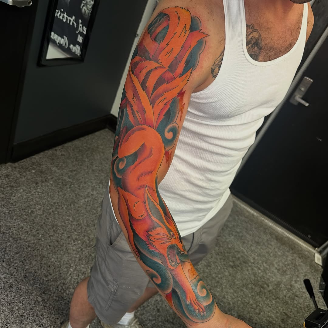 Tattoo by @inkbytink — anime, black_and_grey