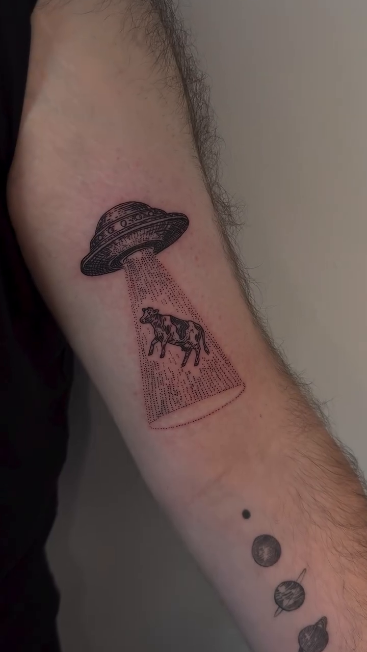 Tattoo by @chickpeatattoos — fine_line, black_and_grey