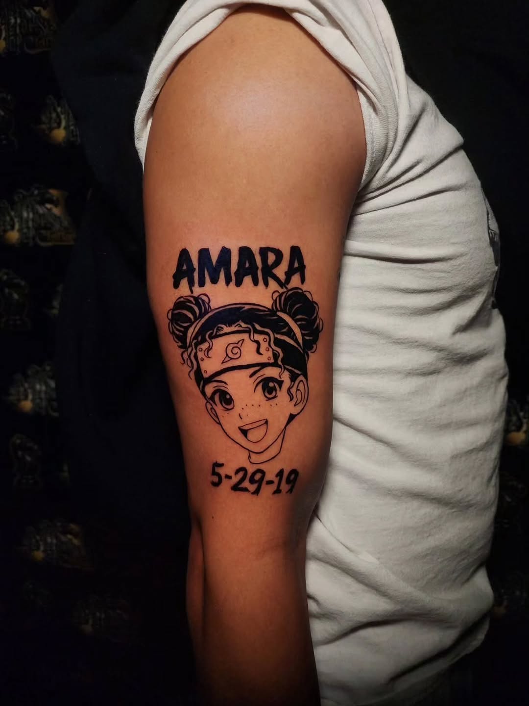 Tattoo by @antmantattoos — lettering_script, anime