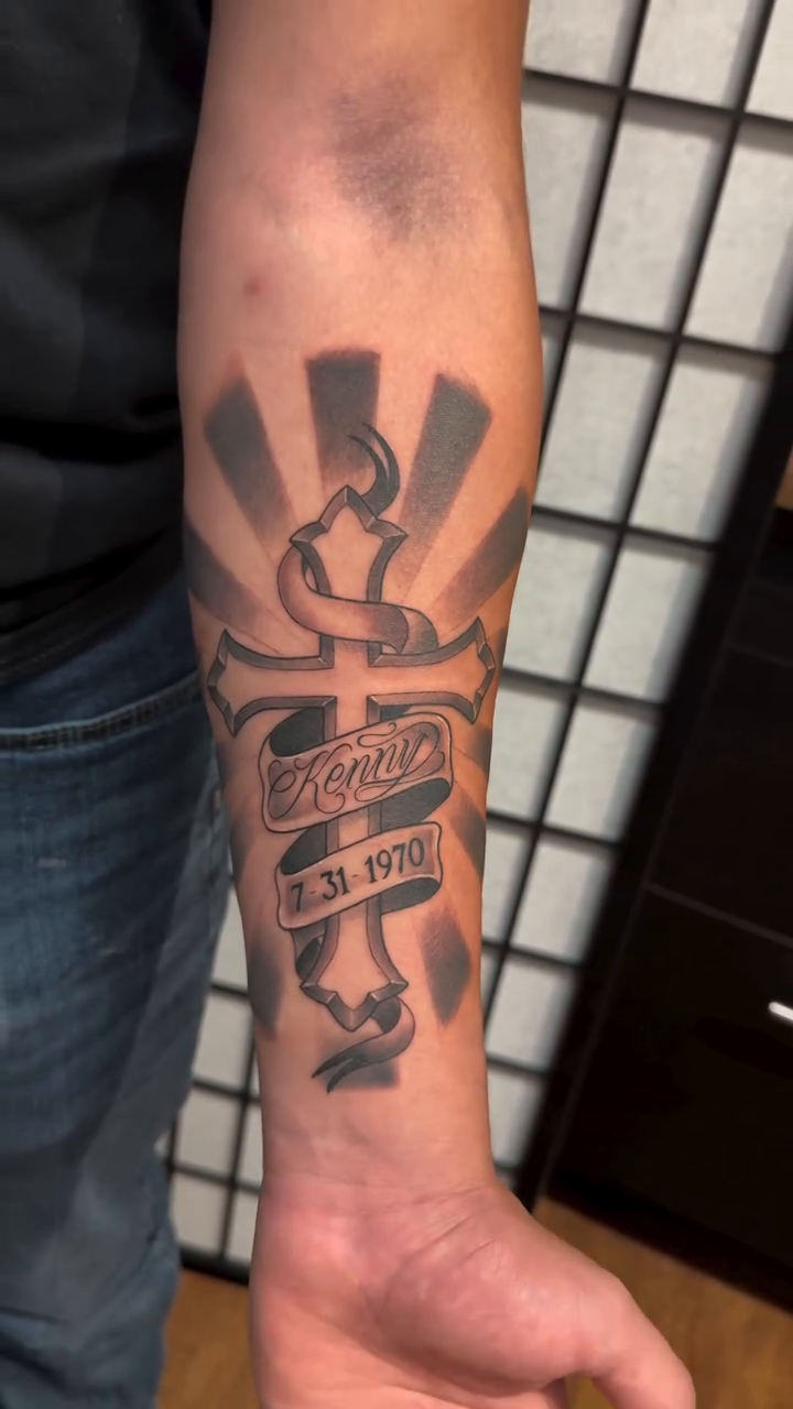 Tattoo by @tattoosbyjuju_ — black_and_grey, lettering_script