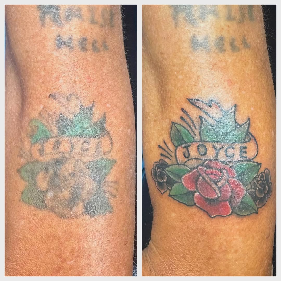 Tattoo by @danidemoart — american_traditional, lettering_script