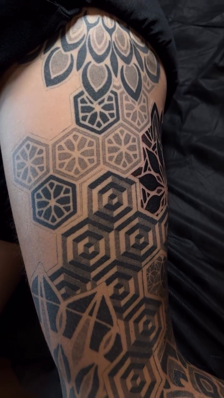 Tattoo by @chrisirvintattoos β geometric, black_and_grey