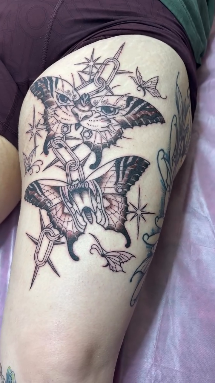 Tattoo by @badassbutterfly — fine_line, black_and_grey