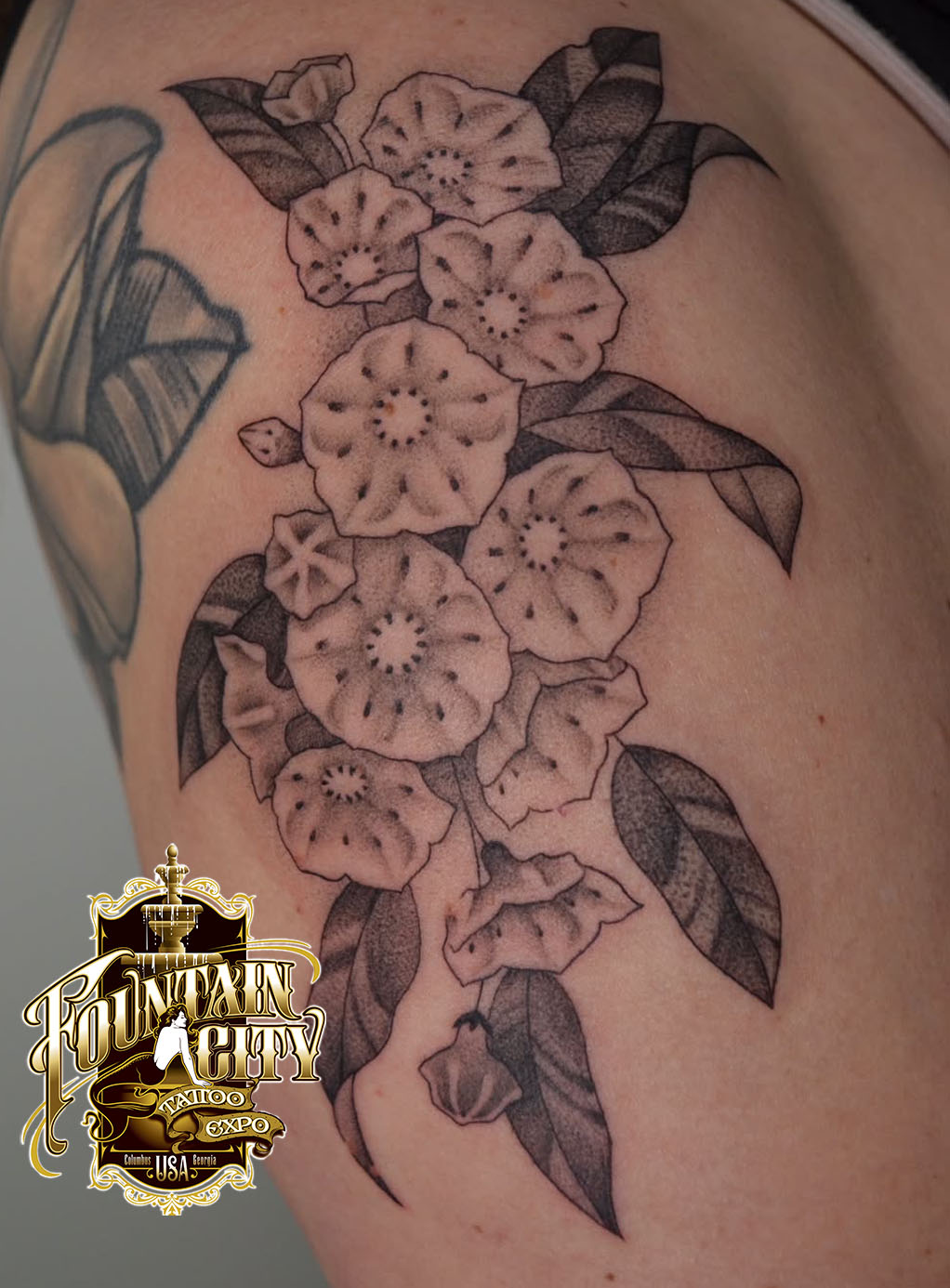 Tattoo by @vulgarviolets — black_and_grey, dotwork
